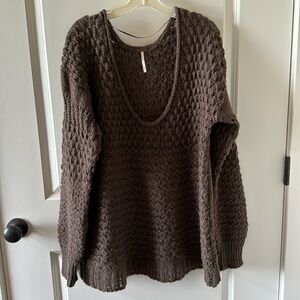 Free people chunky loose crochet sweater
